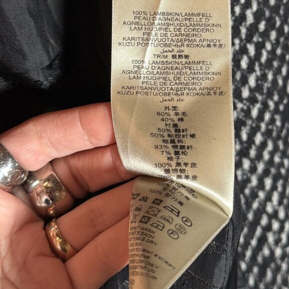 Burberry Black Leather Sleeves Wool Tweed Coat - Picture 9 of 15